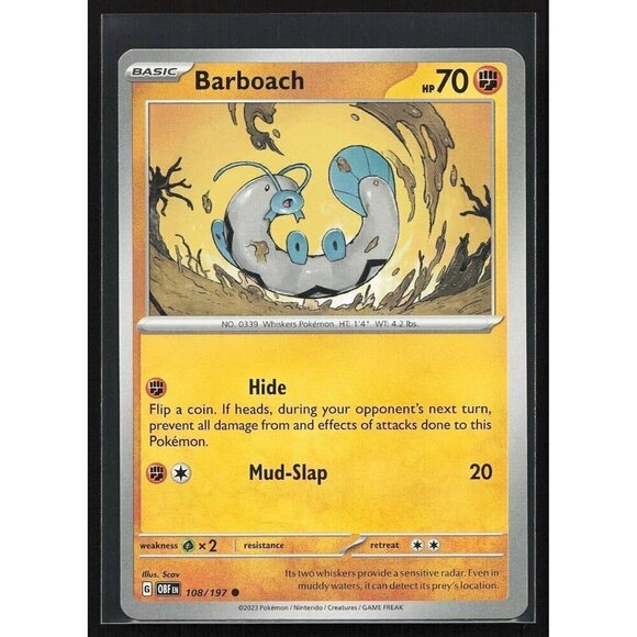 Pokemon TCG - Barboach - 108/197 -  Obsidian Flames - Common - Near Mint - Picture 1 of 4